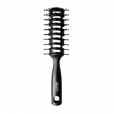 Escova de cabelo preta com cabo e cerdas e logo WAHL
