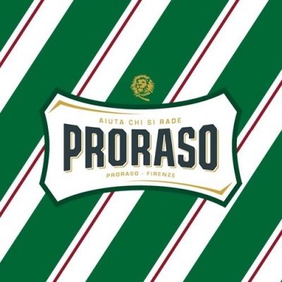 Rótulo PRORASO com riscas verdes, brancas e vermelhas e texto dourado
