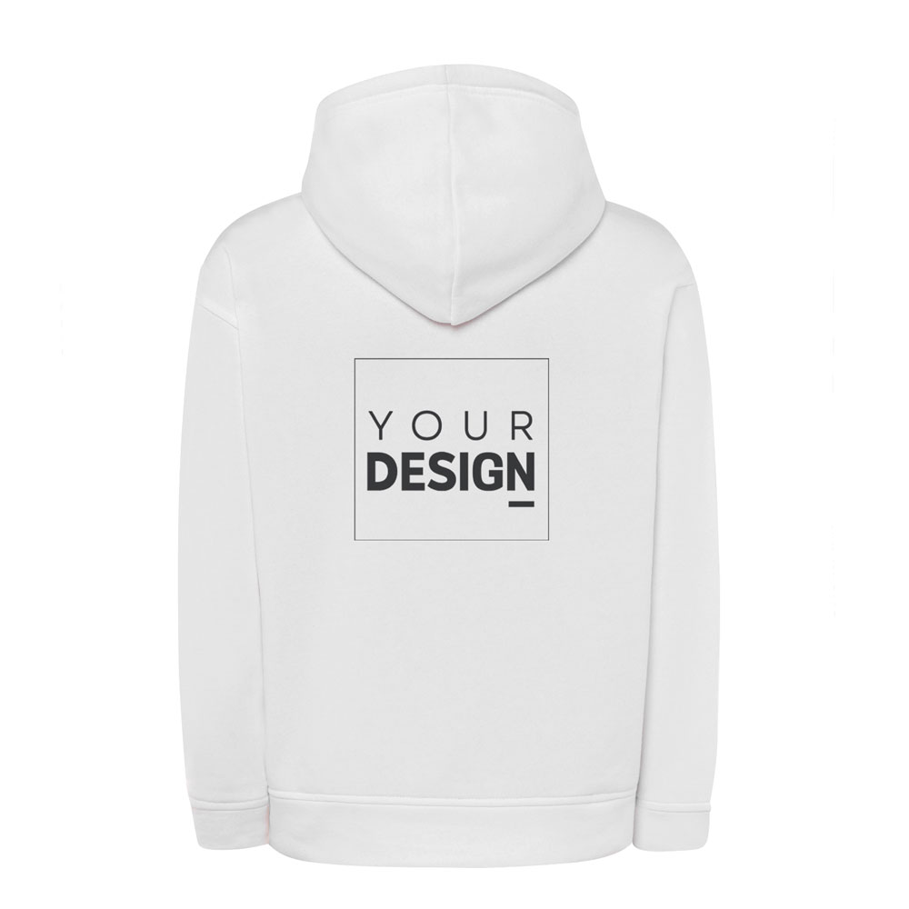 Casaco branco com capuz e texto impresso 