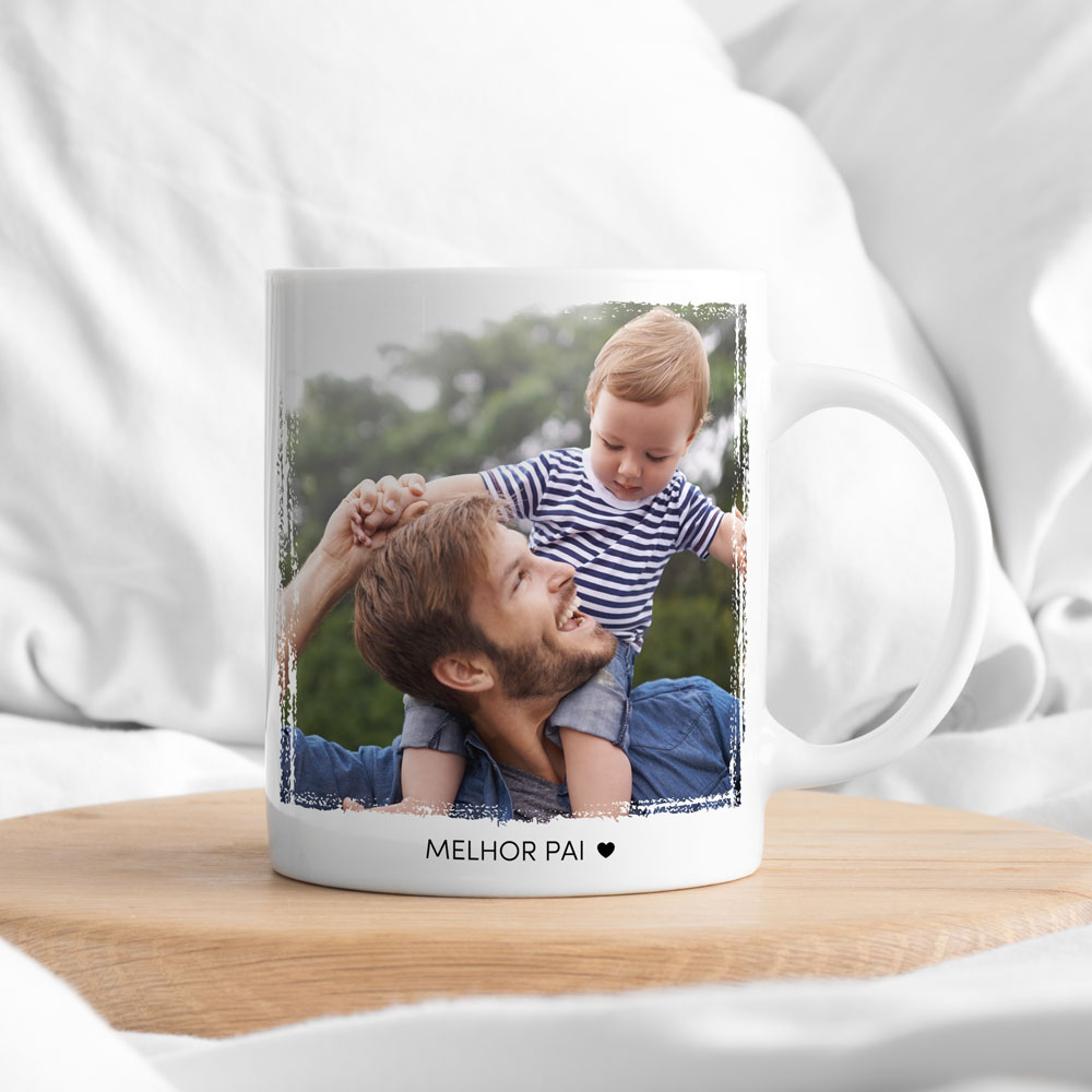 Caneca branca personalizada com foto e texto 