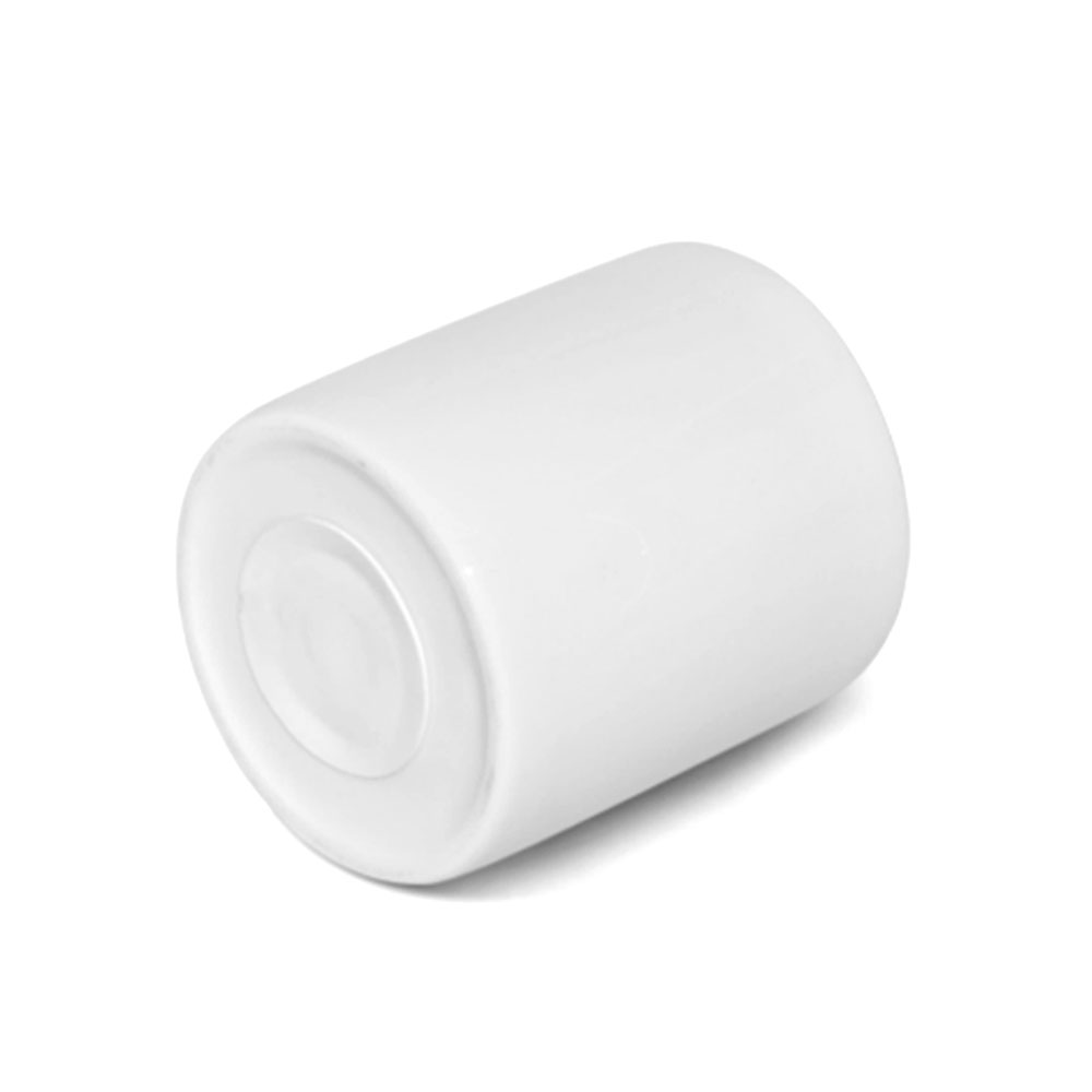 Pega ou suporte cilíndrico branco em cerâmica com acabamento liso