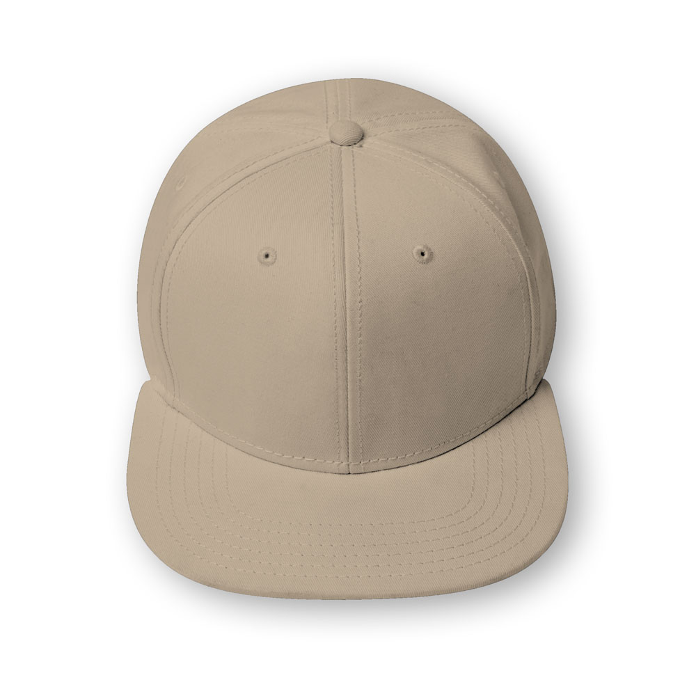 Boné bege liso com pala plana e costuras visíveis