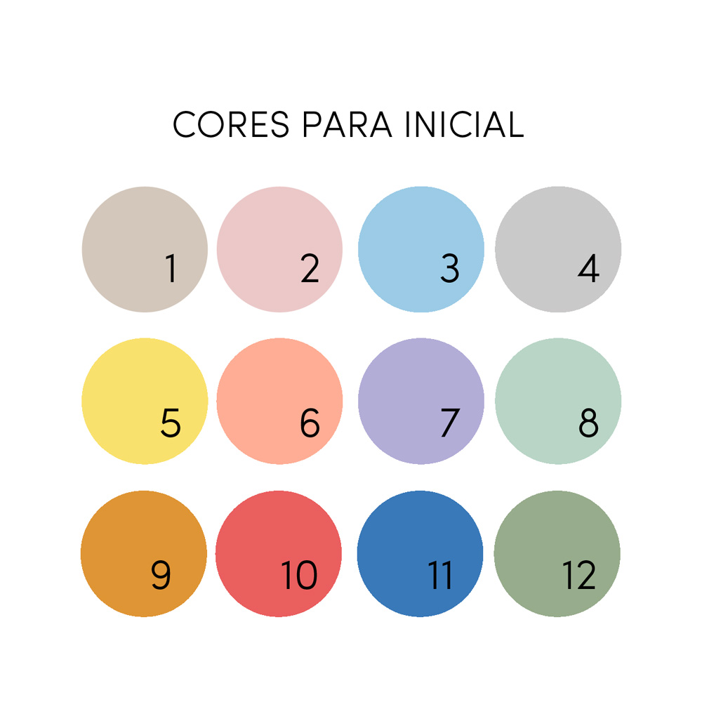 Paleta de 12 cores numeradas para inicial