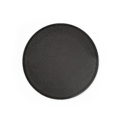 Tampo circular preto texturizado com costura à volta