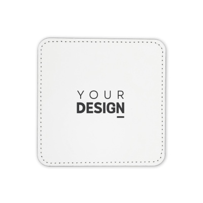 Base branca para copos com texto YOUR DESIGN