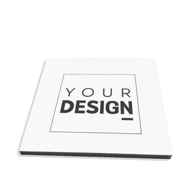 Quadro branco quadrado com texto YOUR DESIGN no centro