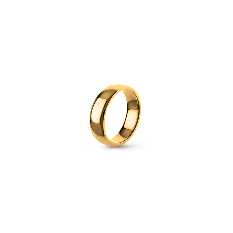 Alianças Casamento Eternis. anel dourado simples polido em fundo branco