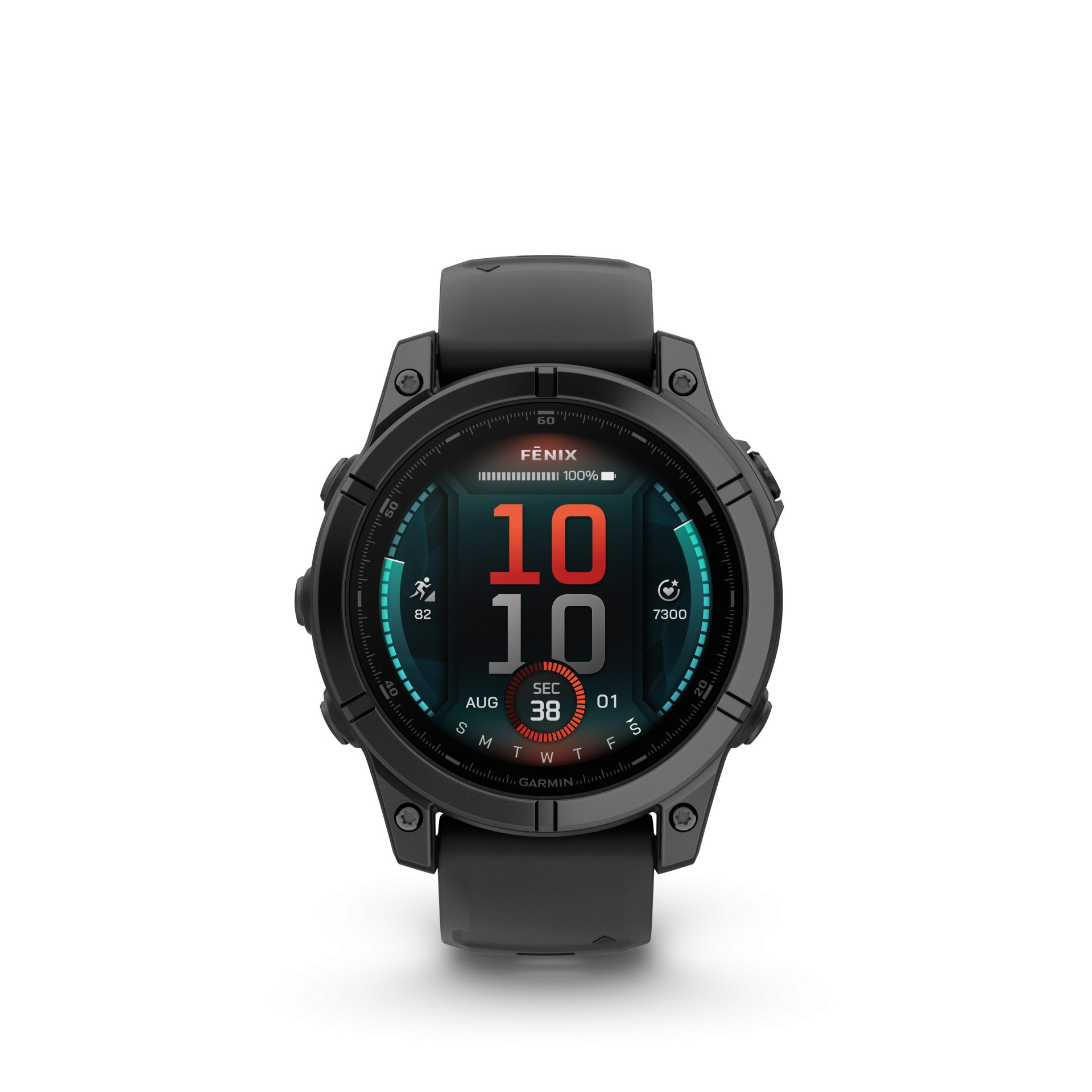 fēnix® E – 47 mm, AMOLED Aço cinzento ardósia com Bracelete preta em silicone 010-03025-01 Relógio inteligente Garmin Fenix preto com mostrador digital colorido