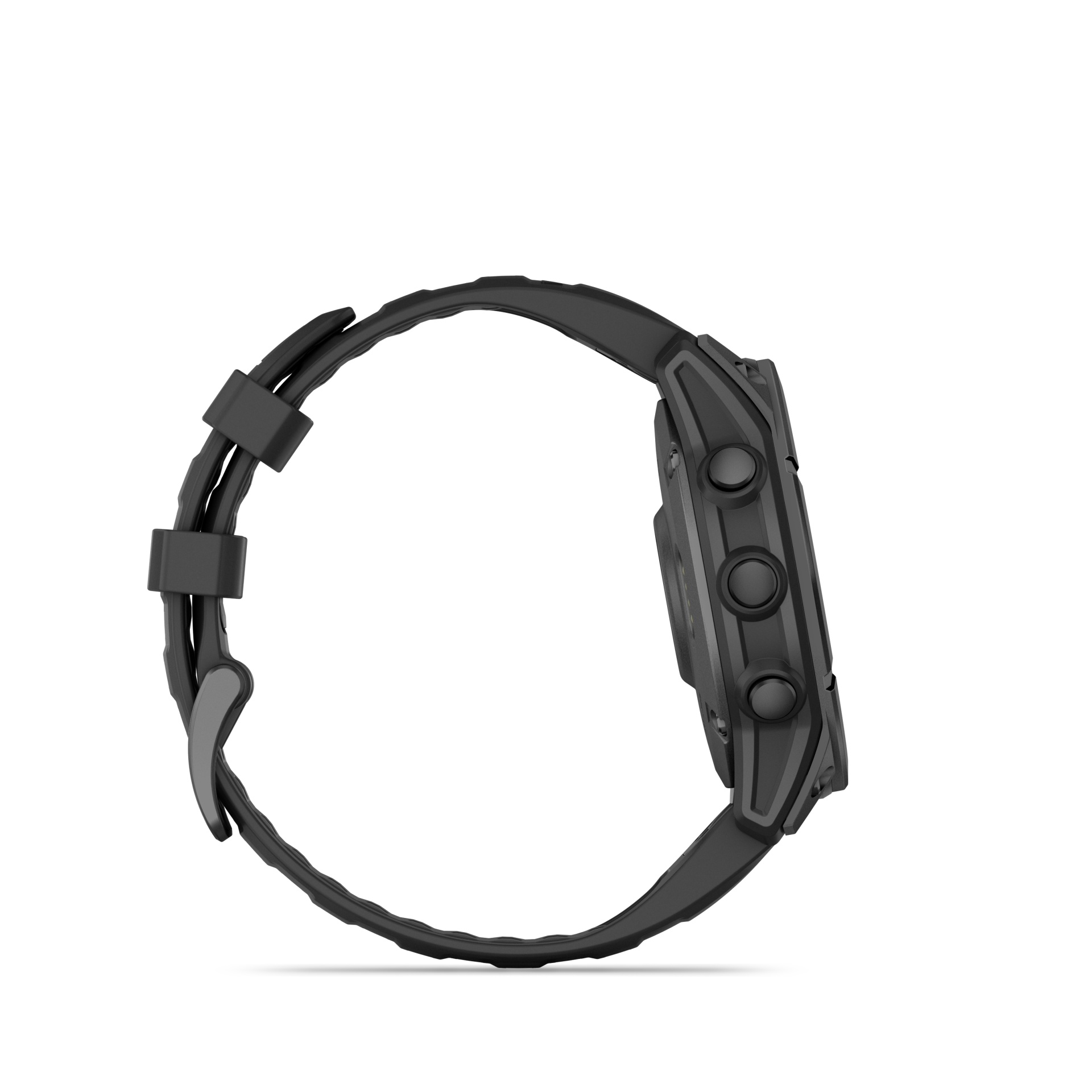 fēnix® E – 47 mm, AMOLED Aço cinzento ardósia com Bracelete preta em silicone 010-03025-01 Relógio desportivo preto com bracelete em silicone e três botões laterais