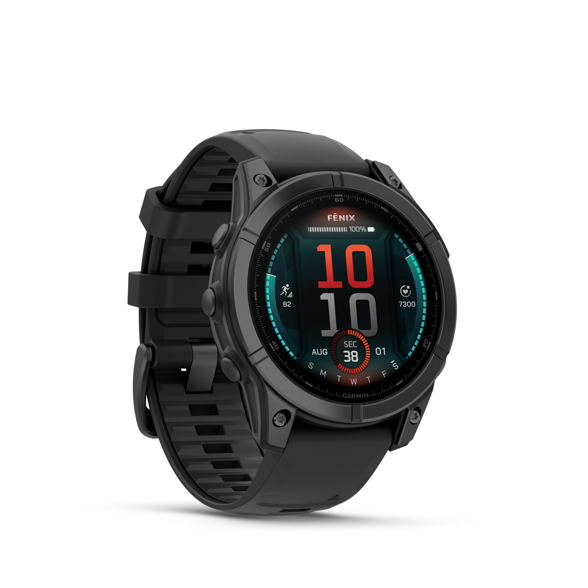 fēnix® E – 47 mm, AMOLED Aço cinzento ardósia com Bracelete preta em silicone 010-03025-01 Relógio inteligente Garmin Fenix preto com mostrador digital colorido