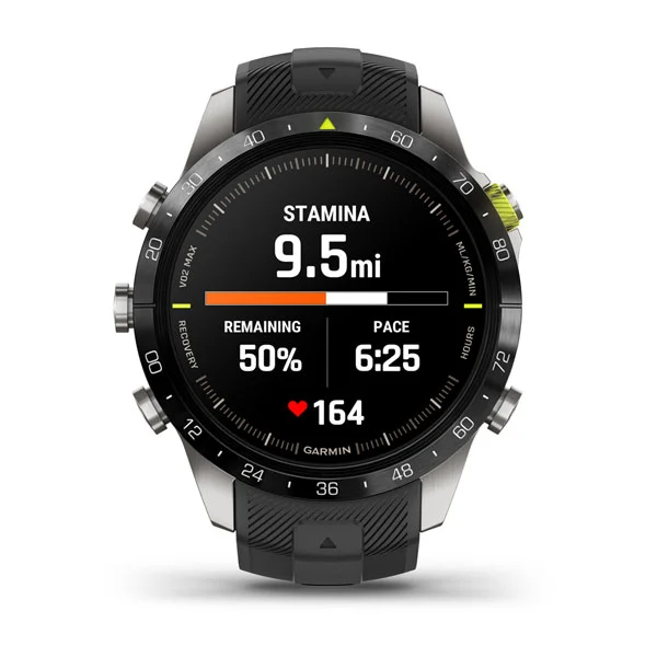 MARQ® Athlete (Gen 2) Garmin Relógio desportivo Garmin preto com mostrador digital redondo e estatísticas de corrida a cores