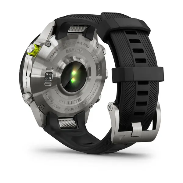 MARQ® Athlete (Gen 2) Garmin Relógio desportivo com bracelete preta e caixa metálica prateada