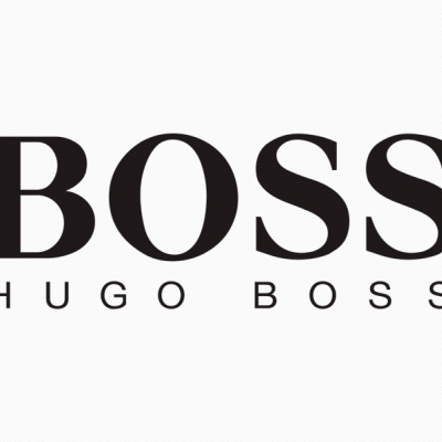 Logótipo BOSS HUGO BOSS em preto sobre fundo branco