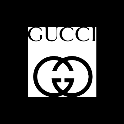 Logótipo da marca GUCCI com letras e símbolo preto
