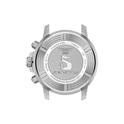 Caixa traseira de relógio Tissot Seastar em aço inoxidável prateado