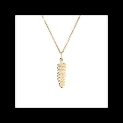 Colar dourado com pendente em forma de folha