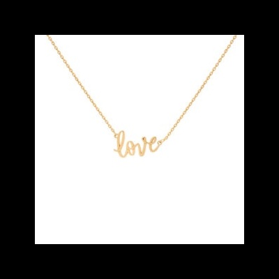 Colar dourado com palavra 'love'