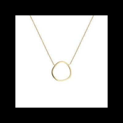 Colar com pendente círculo assimétrico dourado e corrente fina