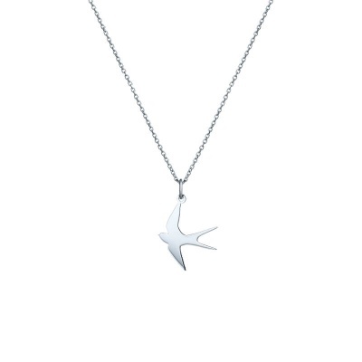 Colar prateado com pendente andorinha