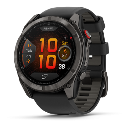 Relógio inteligente GARMIN FÊNIX com bracelete preta e mostrador digital colorido