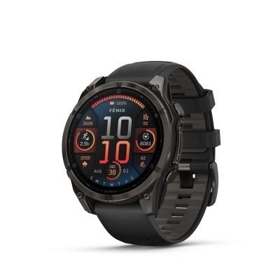 Relógio inteligente Garmin Fenix com bracelete preta e mostrador digital colorido