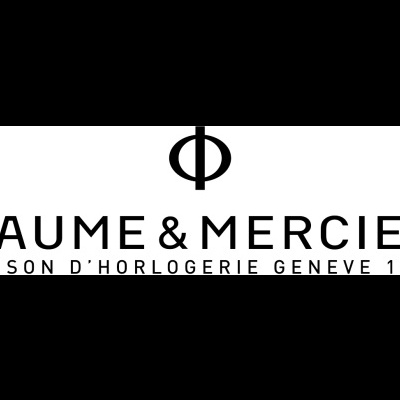 Logotipo da marca Baume & Mercier com texto descritivo no fundo branco