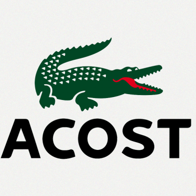 Logótipo Lacoste com crocodilo verde e texto preto