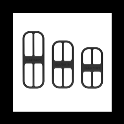 Três suportes pretos para pulseiras Garmin de vários tamanhos