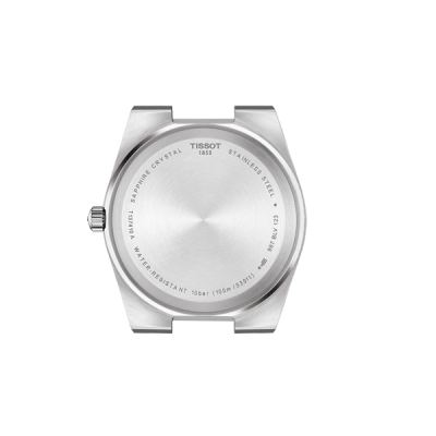Traseira de caixa de relógio Tissot em aço inoxidável prateado com texto gravado