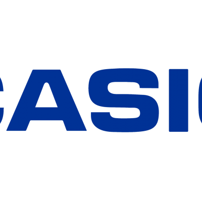 Logótipo azul CASIO em fundo branco