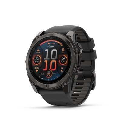 Relógio desportivo Garmin Fenix preto com ecrã digital colorido e bracelete em silicone.