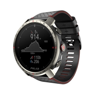 Relógio inteligente Polar com bracelete preta e mostrador digital