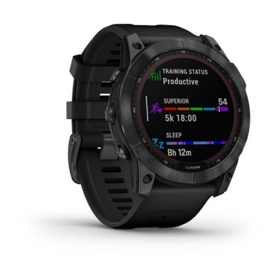 Relógio inteligente preto Garmin com ecrã colorido e bracelete silicone