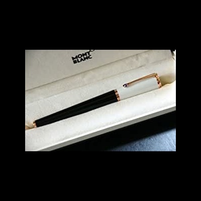 Caneta Montblanc preta e creme com caixa branca