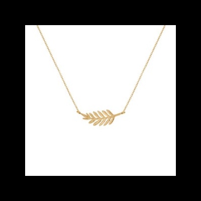 Colar dourado com pendente de folha de palmeira