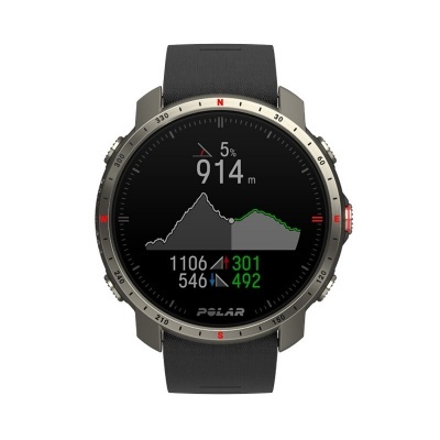 Relógio inteligente Polar com bracelete preta e mostrador digital a cores