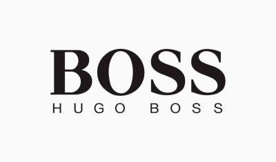 Logótipo BOSS HUGO BOSS em preto sobre fundo branco