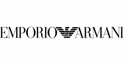 Logótipo preto EMPORIO ARMANI com águia estilizada.