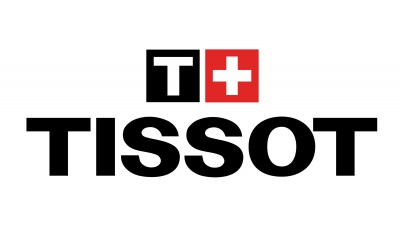 Logótipo TISSOT com letra T em bloco preto e cruz branca em bloco vermelho