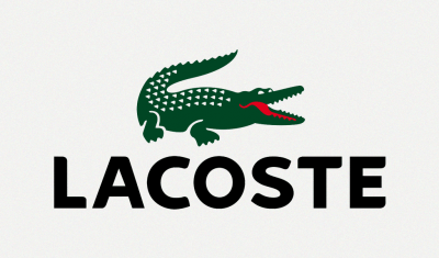 Logótipo Lacoste com crocodilo verde e texto preto