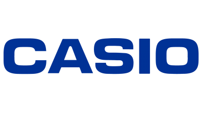 Logótipo azul CASIO em fundo branco