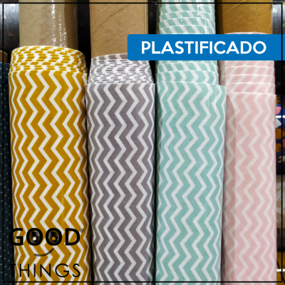 Tecido Plastificado | Zig-Zag Cinza