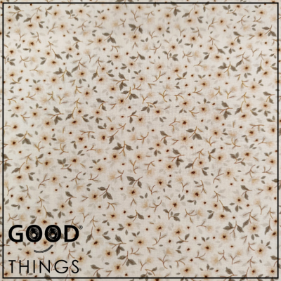 Tecido Florinhas | Flores Bege fundo Branco