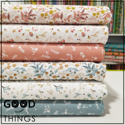 Tecido Tisana | Florinha Coral fundo Branco