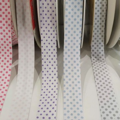 Fita de Viés | Bolinhas fundo branco | 18mm