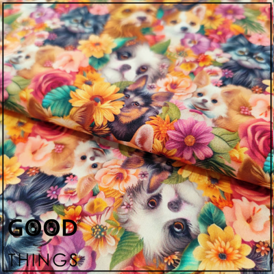 Tecido 3D | Cães Floridos
