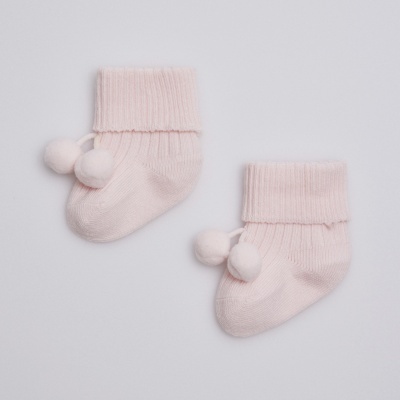 Meia Recém-Nascido Rosa com Borlas