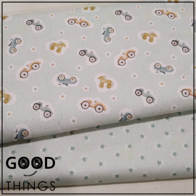 Fustão | Toys | Estrelas fundo Verde Água