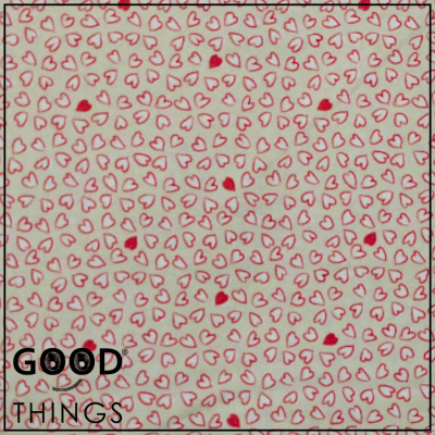 Tecido Corações Vermelhos fundo Pérola