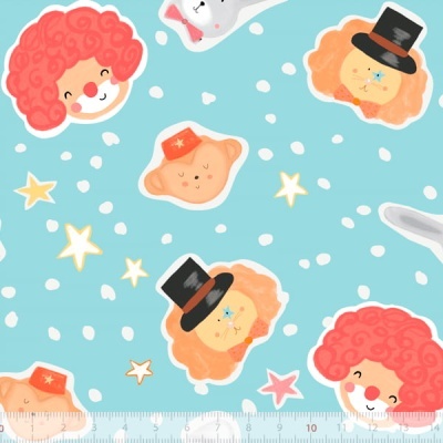 Retalho 30 x 150cm - CATEX | Circo dos Bichos | Estrelas e Bichinhos